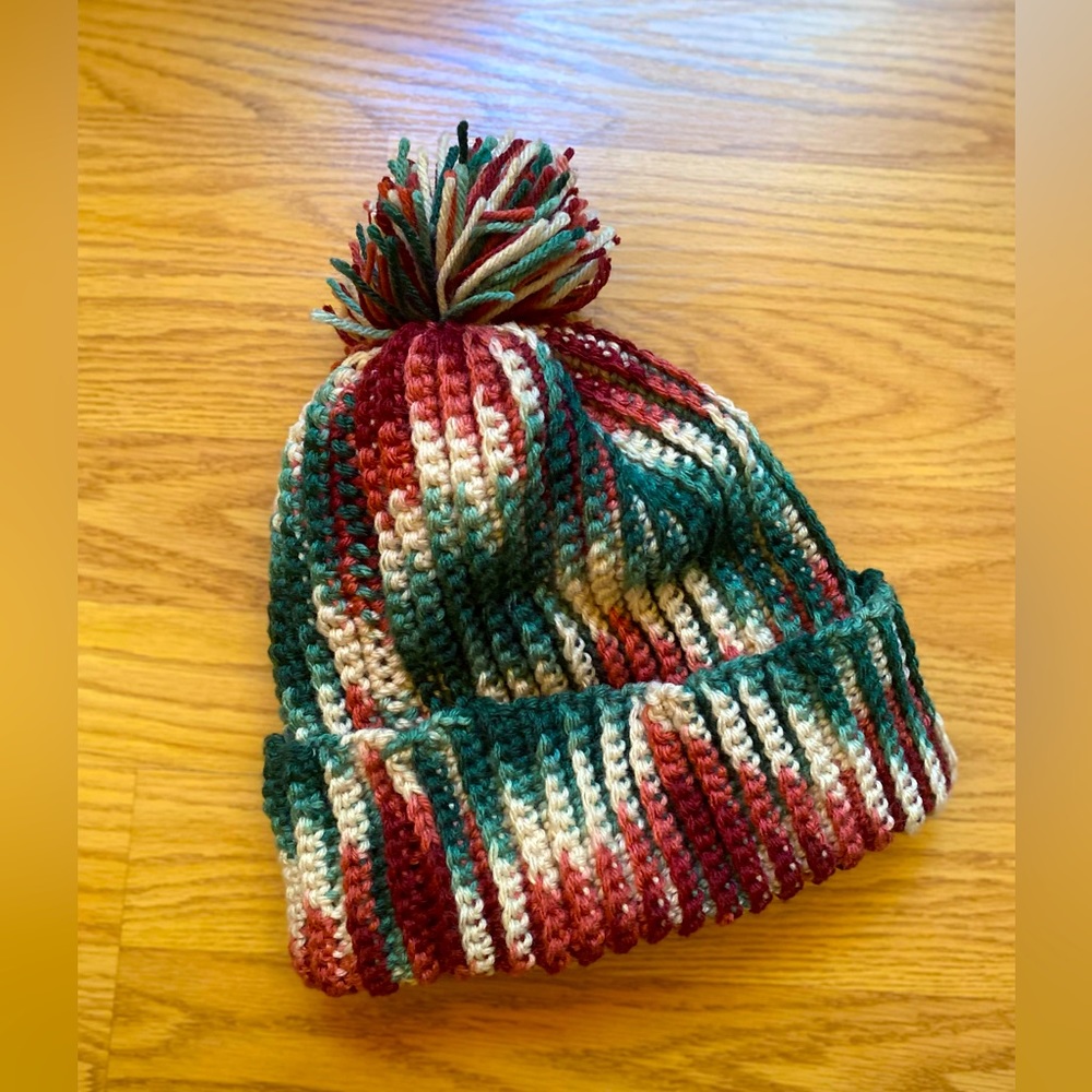 Hand crocheted Christmas beanie 🎄